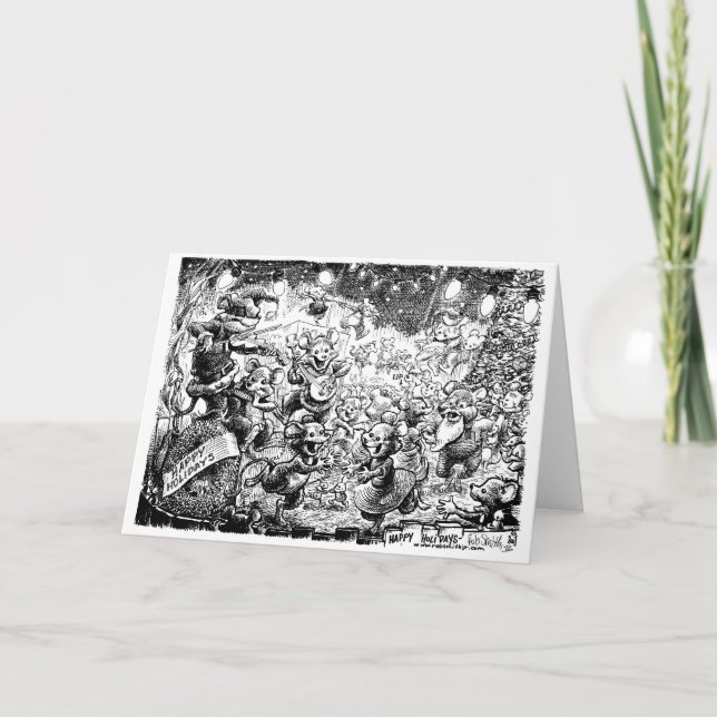 Cartão De Festividades Um Natal alegre do rato (Frente)