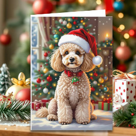 Cartão De Festividades Um Natal de Poodle Fofo Personalizado