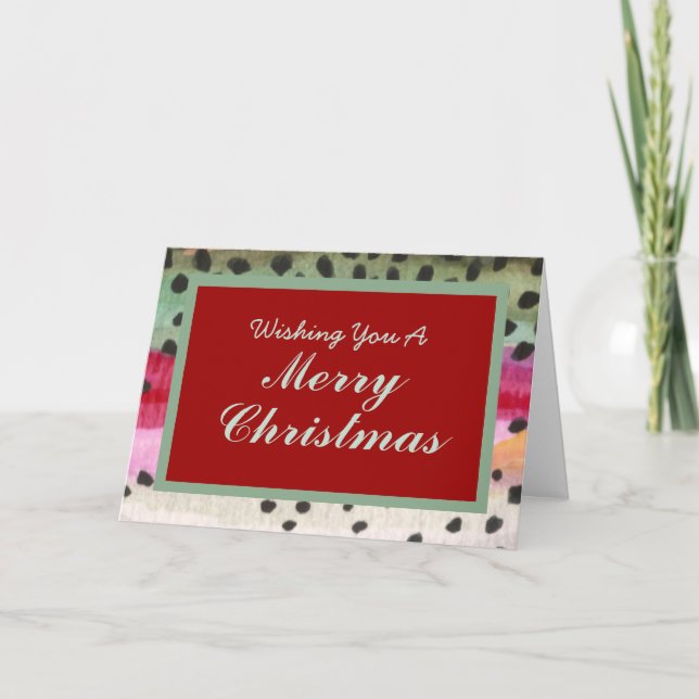 Cartão De Festividades Um Natal de uma espécie de truta de pesca (Frente)