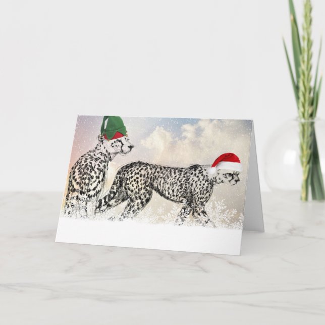 Cartão De Festividades Um Natal Muito Cheetah (Frente)