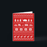 Cartão De Festividades Um Natal na Califórnia - Amor, Joy Peace Sunshine<br><div class="desc">Este cartão de Natal divertido, vermelho e branco, apresenta o urso estadual da Califórnia, pinheiros, um cachorro andando de skate e carros com uma árvore de Natal e um prato de surfe. Texto à frente: "Um Natal da Califórnia, amor, alegria, paz, luz do sol." Dentro: "Cartões de natal mais quentes...</div>