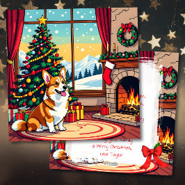 Cartão De Festividades Um Natal Personalizado de Corgi Fofo