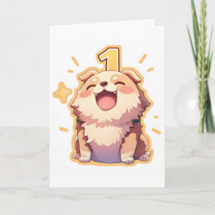 Cartão De Festividades Um Número Anime Cachorro