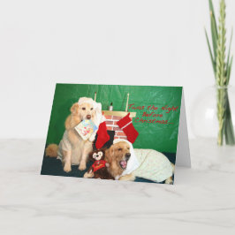Cartão De Festividades Um Ouro de Retriever Cozy Pequeno Natal