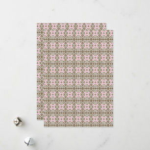 Cartão De Festividades um padrão cor-de-rosa e castanho sobre fundo branc