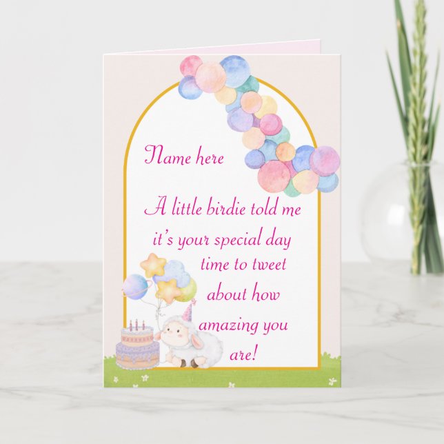 Cartão De Festividades Um passarinho me disse que é seu aniversário (Frente)