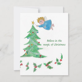 Cartão De Festividades Um pequeno anjo traz a magia do Natal