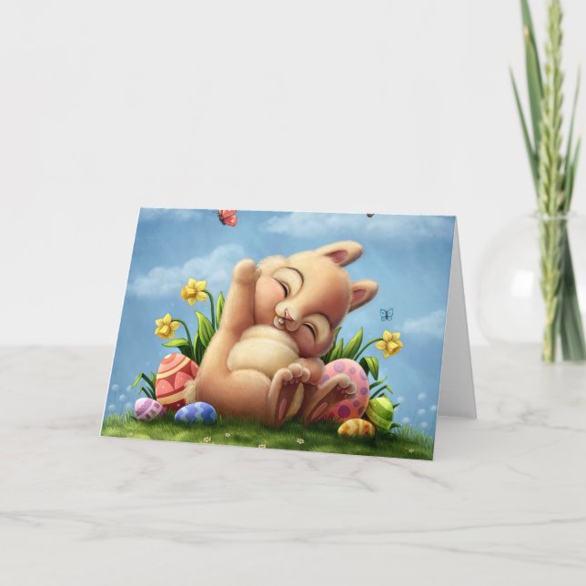 Cartão De Festividades Um Pequeno Coelhinho De Páscoa (Frente)