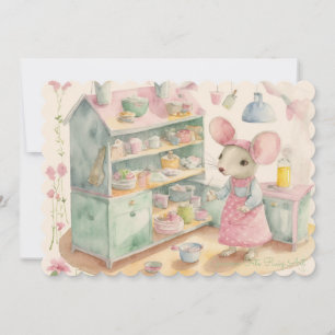 Cartão De Festividades Um pequeno rato na cozinha.