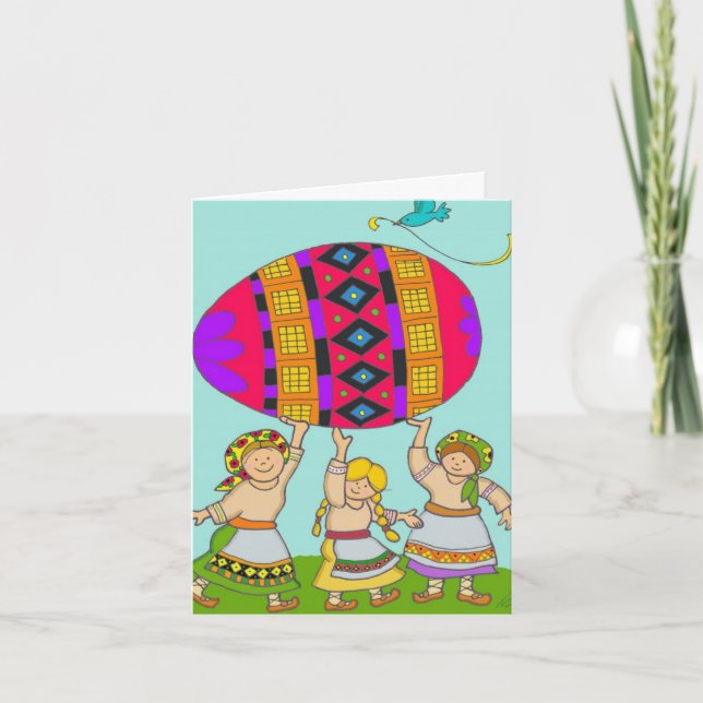 Cartão De Festividades Um Pysanka para você (Frente)