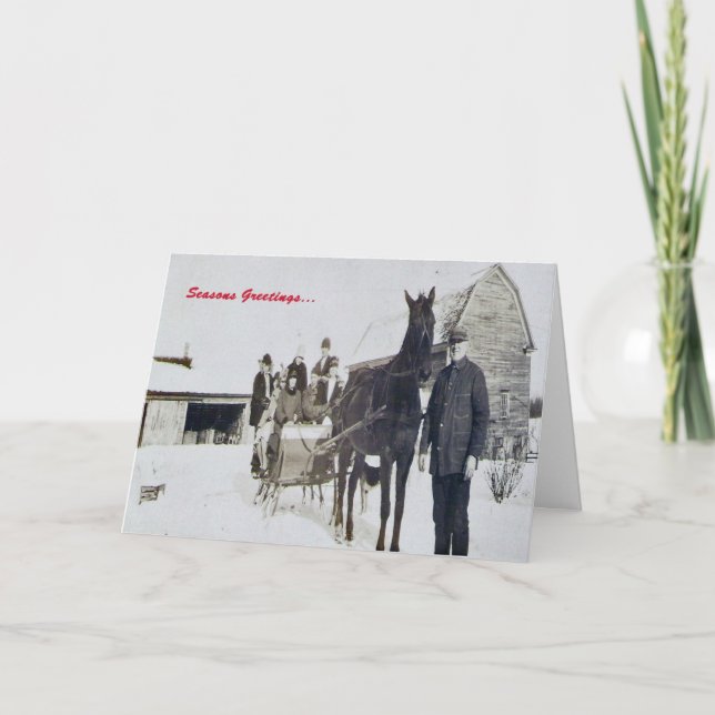 Cartão De Festividades Um trenó aberto da "mula" (Frente)