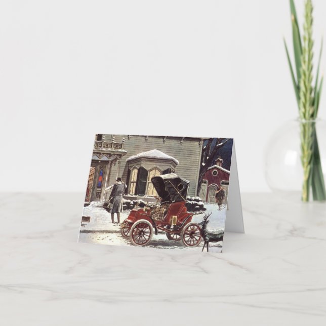 Cartão De Festividades Um Velho Natal Moçado (Frente)