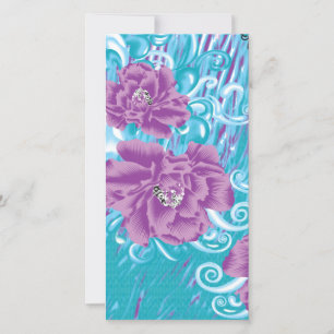 Cartão De Festividades Um vibrante design de tecido com roxo e turq