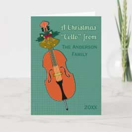 Cartão De Festividades Um violoncelo do Natal adiciona o nome e a data