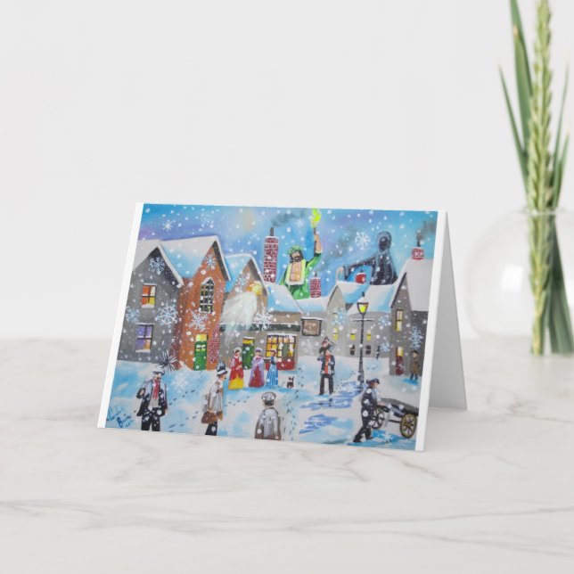 Cartão De Festividades Uma Carol Scrooge de Natal e os três fantasmas (Frente)