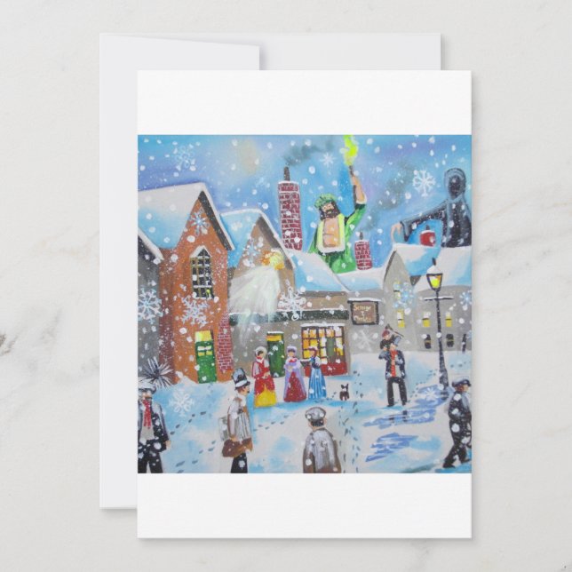 Cartão De Festividades Uma Carol Scrooge de Natal e os três fantasmas (Frente)