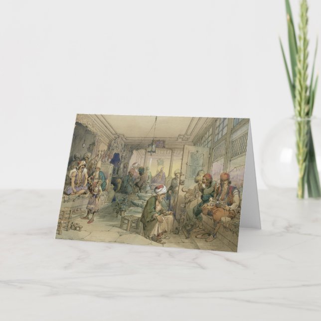 Cartão De Festividades Uma casa do café, Constantinople, 1854 (caneta & (Frente)