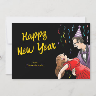 Cartão De Festividades Uma dança feliz para a festa de Ano Novo