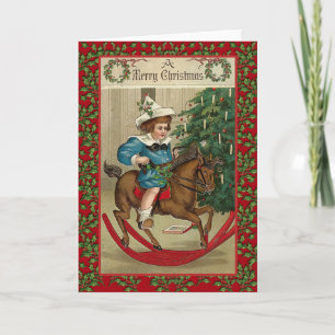 Cartão De Festividades Uma Feliz Arte Vintage De Cavalo De Fogueira De Na