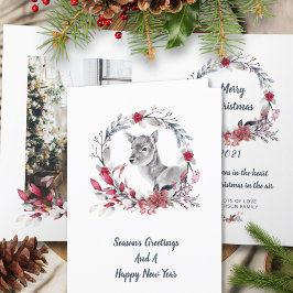 Cartão De Festividades Uma Foto da Família Bonita Reindeer Feliz Natal