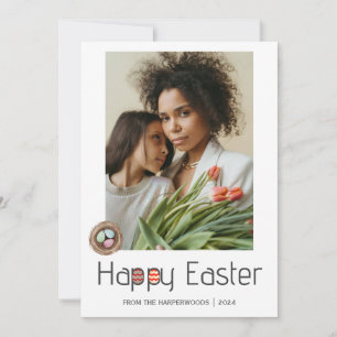 Cartão De Festividades Uma foto da família de Felzs pascoa Elegant Script