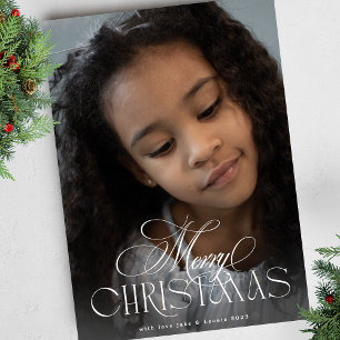 Cartão De Festividades Uma Foto do Natal da Caligrafia Botânica Elegante