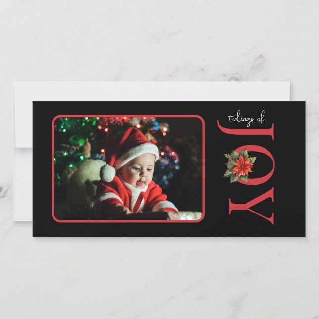 CARTÃO DE FESTIVIDADES UMA FOTO RED JOY / POINSETTIA (Frente)