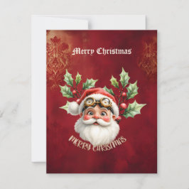 Cartão De Festividades Uma galinha-branca Santa Claus