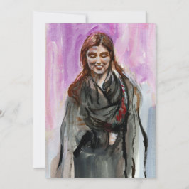 Cartão De Festividades Uma garota sorridente de preto