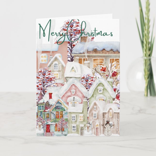Cartão De Festividades Uma intrincada vila de Natal (Frente)