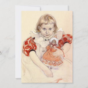 Cartão De Festividades Uma Jovem Menina com uma Boneca de Carl Larsson,