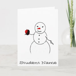 Cartão De Festividades Uma Maçã para o Professor de Pequeno Snowman