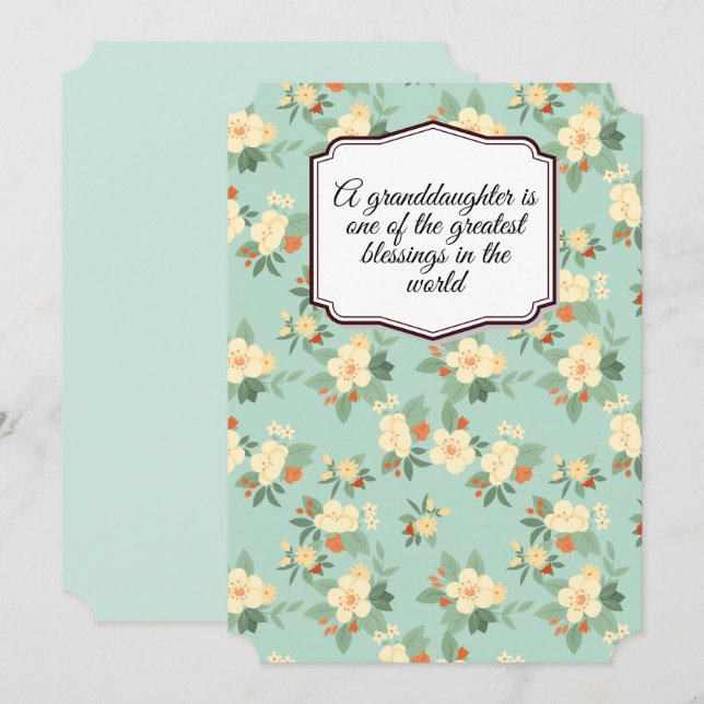Cartão De Festividades Uma neta é uma das maiores bênçãos (Frente/Verso)