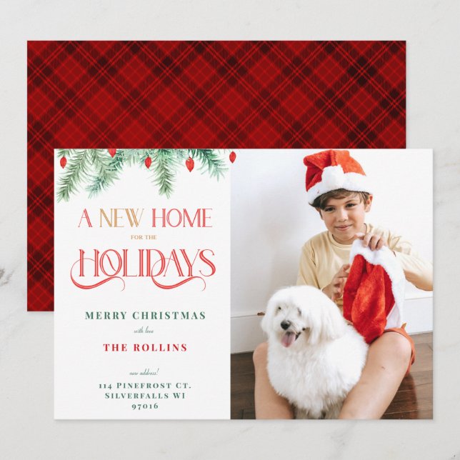 Cartão De Festividades Uma nova casa para a mudança de endereço de feriad (Frente/Verso)