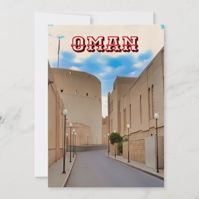Cartão De Festividades Uma rua Omani pitoresca (Frente)