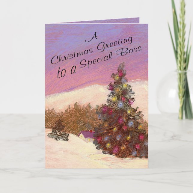 Cartão De Festividades Uma Saudação De Natal A Um Chefe Especial (Frente)