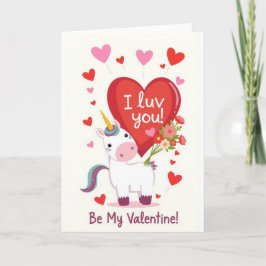 Cartão De Festividades Unicorn Luv! Valentines Day Card