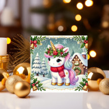 Unicórnio em algodão festivo de inverno