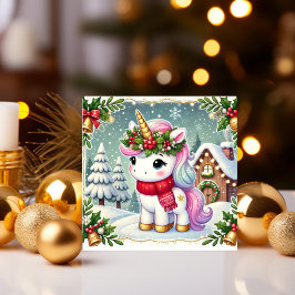 Cartão De Festividades Unicórnio em algodão festivo de inverno