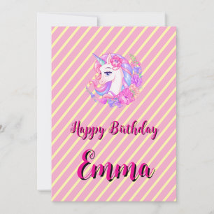Cartão De Festividades unicórnio & personalize seu nome
