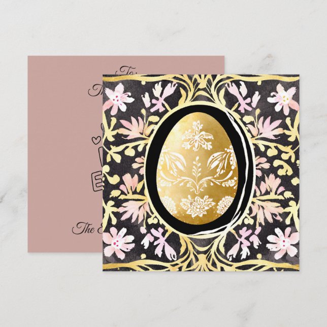 Cartão De Festividades Unique Custom Easter Egg Floral Frame Celebration (Frente/Verso)