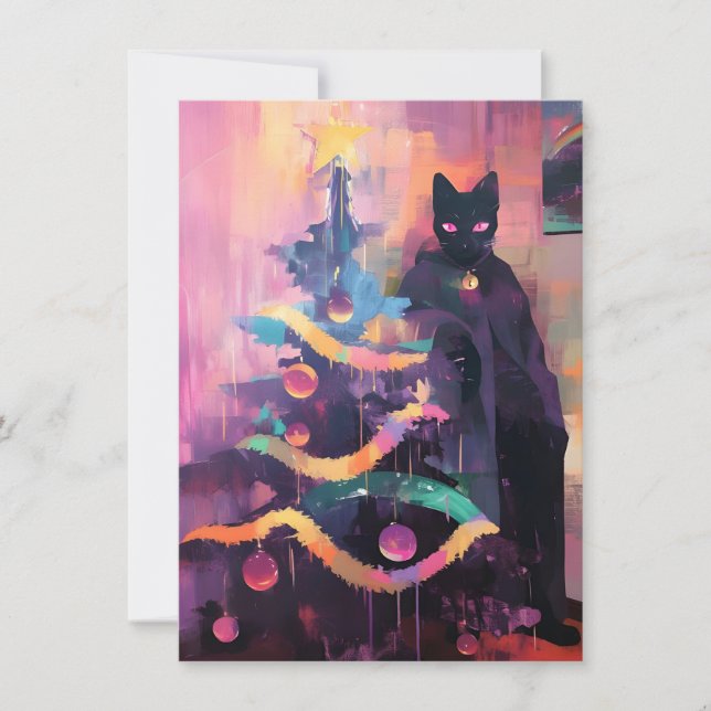 Cartão De Festividades Unique Strange Christmas Cards with Cats (Frente)