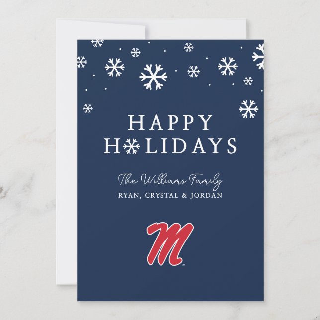 Cartão De Festividades Universidade do Mississippi | Script M (Frente)