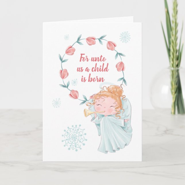 Cartão De Festividades Unto Us Angel Christmas (Frente)