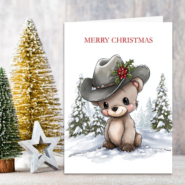 Cartão De Festividades Ursa de Natal Fofa (Criador carregado)