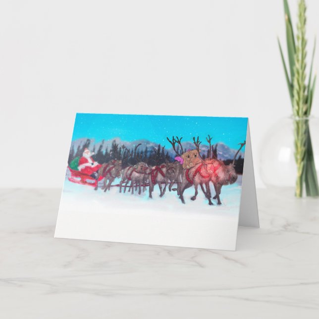 Cartão De Festividades Ursinhos na neve, (Frente)