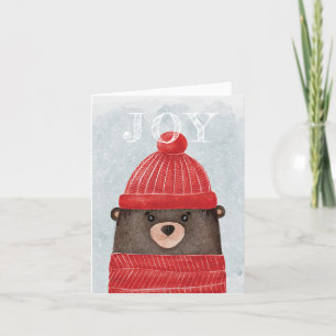 Cartão De Festividades Urso bonitinho de aquarela. Floresta de Natal
