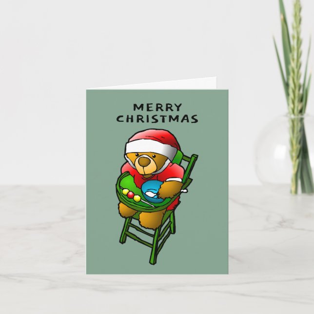 Cartão De Festividades Urso de Natal (Frente)
