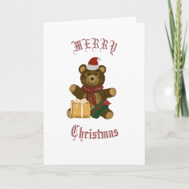 Cartão De Festividades Urso de Natal (Frente)