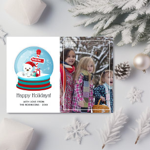 Cartão De Festividades Urso de Natal Adorável em Globo de Neve Foto Sauda
